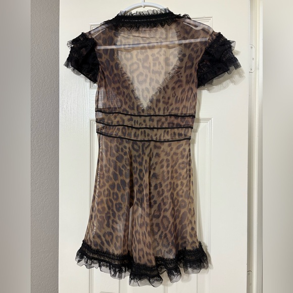 Leopard Print Sheer Lace Trim Robe Trashy Lingerie - Picture 3 of 6